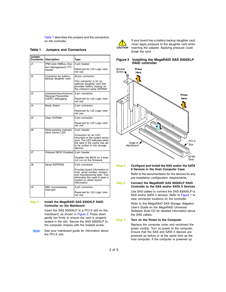 Avago Technologies MegaRAID SAS 8300XLP User Manual | Page 2 / 3