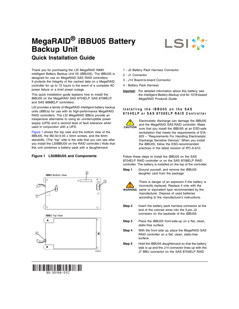 Avago Technologies MegaRAID SAS 8704ELP User Manual | 3 pages