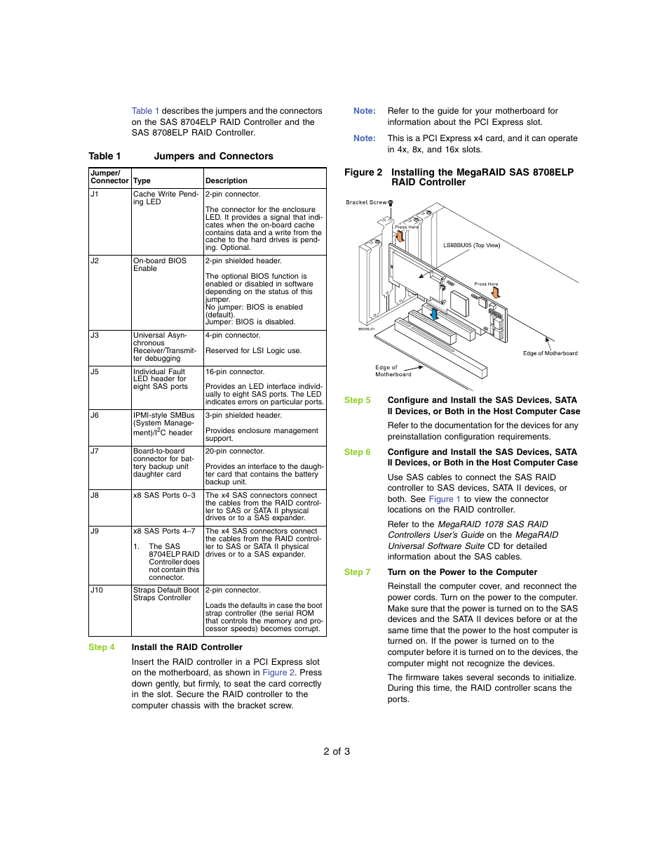 Avago Technologies MegaRAID SAS 8704ELP User Manual | Page 2 / 3