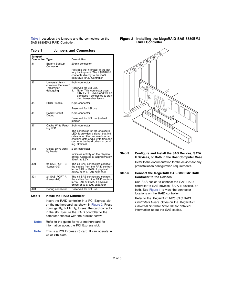 Avago Technologies MegaRAID SAS 8880EM2 User Manual | Page 2 / 3