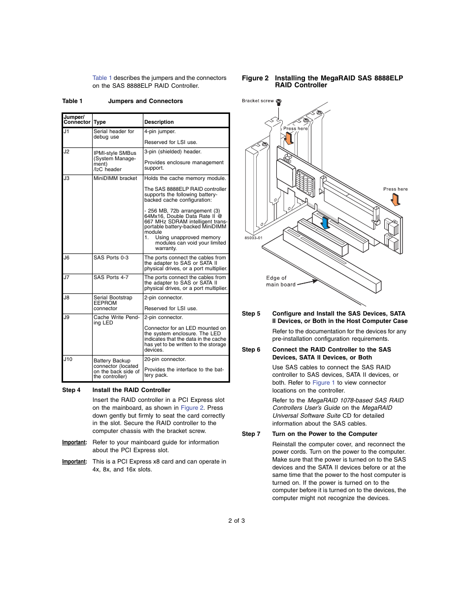 Avago Technologies MegaRAID SAS 8888ELP User Manual | Page 2 / 3