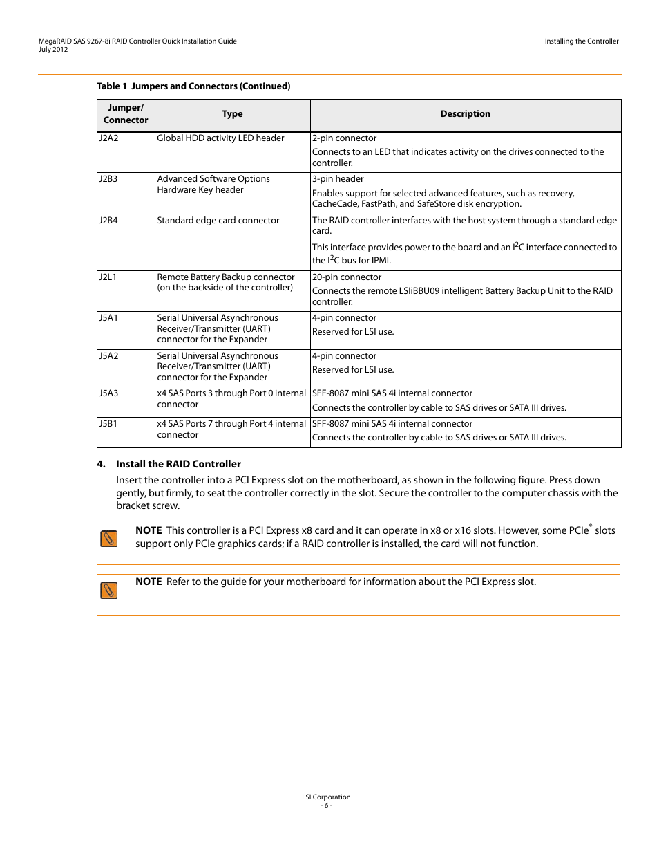 Avago Technologies MegaRAID SAS 9267-8i User Manual | Page 6 / 10