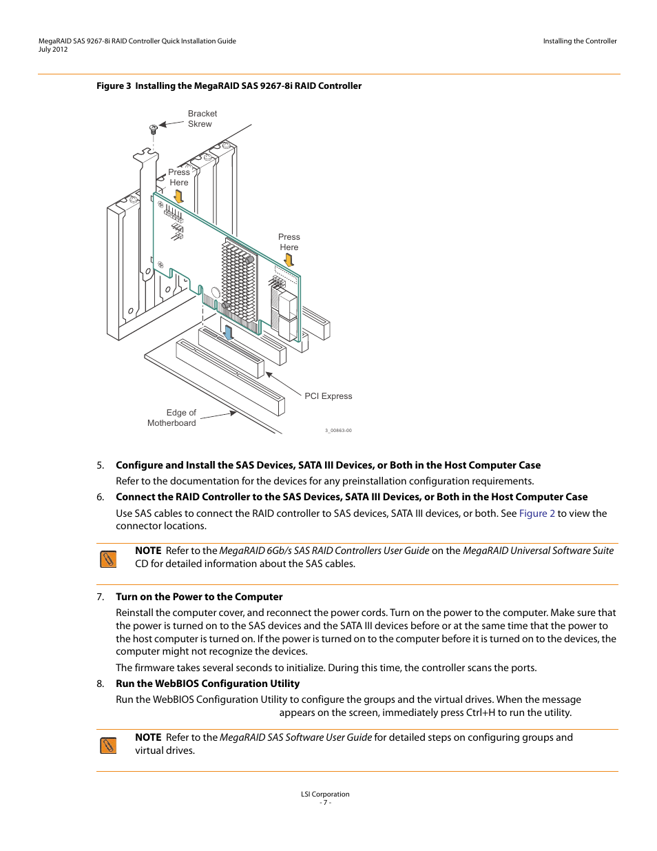 Avago Technologies MegaRAID SAS 9267-8i User Manual | Page 7 / 10