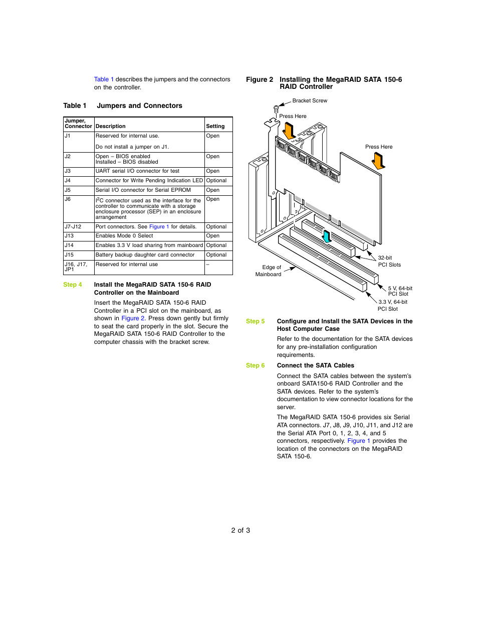 Avago Technologies MegaRAID SATA 150-6 User Manual | Page 2 / 3