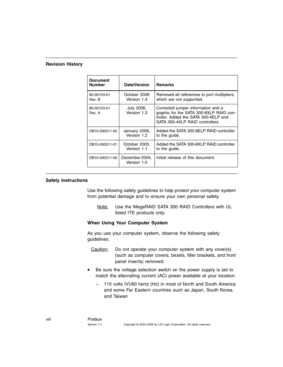 Avago Technologies MegaRAID SATA 300-4XLP User Manual | Page 8 / 54
