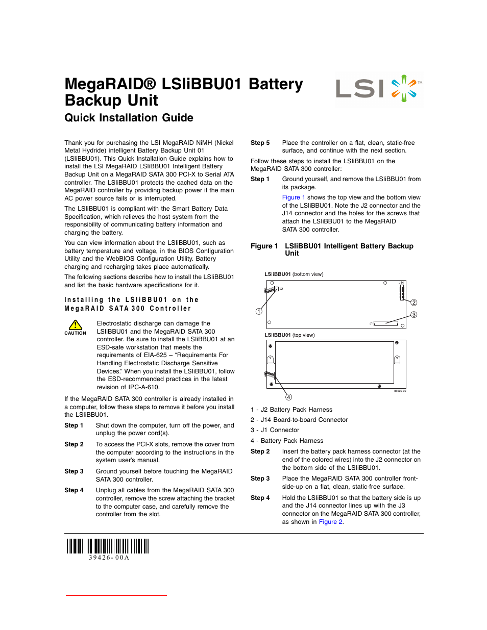 Avago Technologies MegaRAID SATA 300-8X User Manual | 3 pages