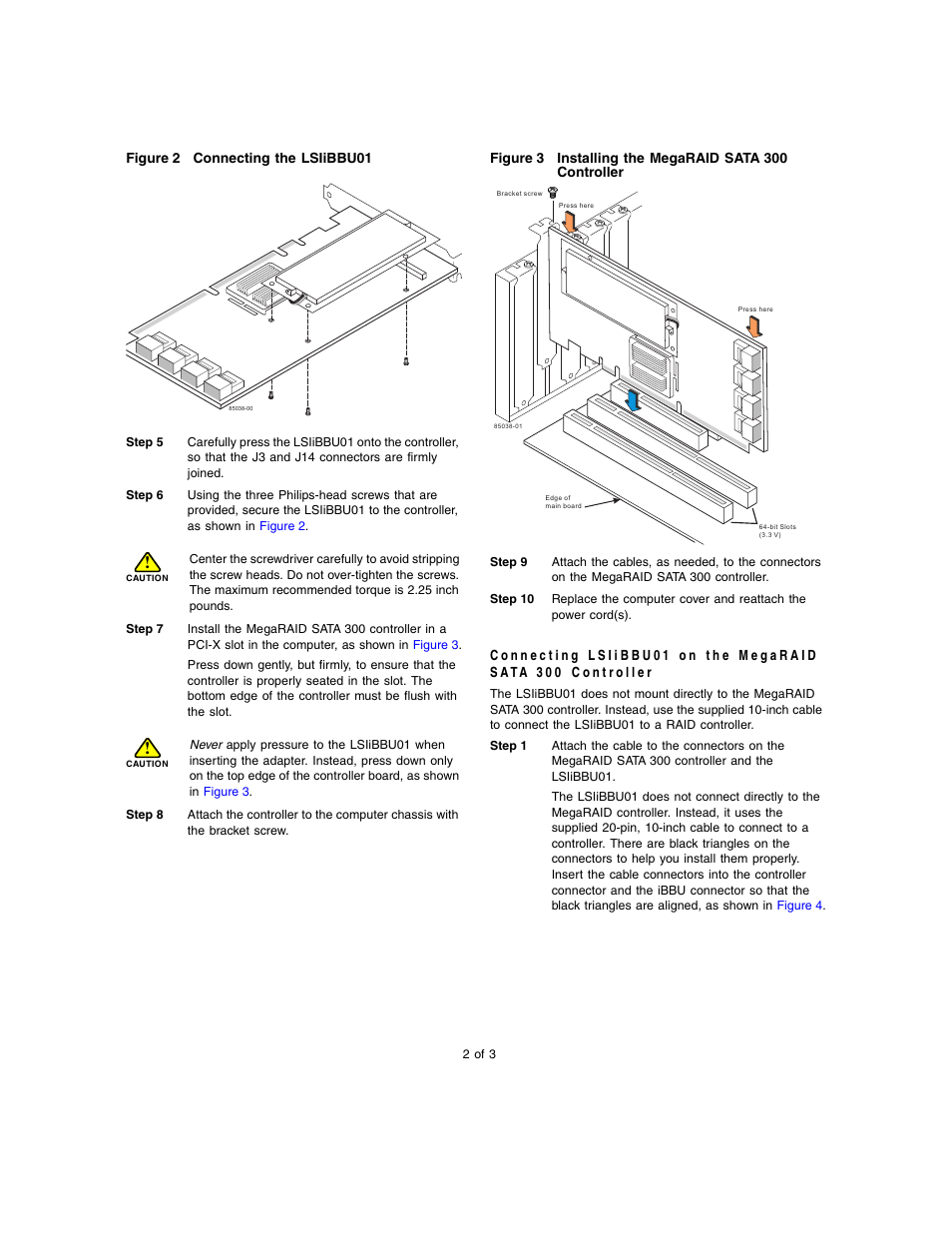 Avago Technologies MegaRAID SATA 300-8X User Manual | Page 2 / 3