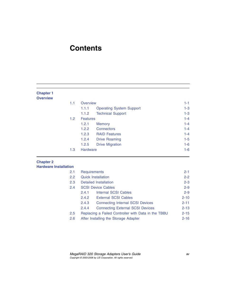 Avago Technologies MegaRAID SCSI 320-0 (520-0 CH) User Manual | Page 9 / 128