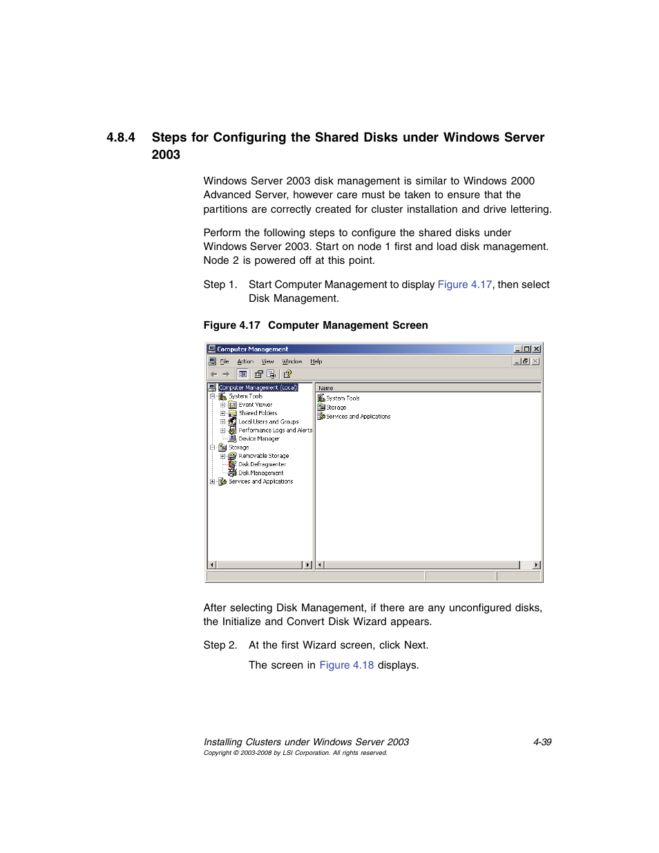 Computer management screen | Avago Technologies MegaRAID SCSI 320-0 (520-0 CH) User Manual | Page 97 / 128