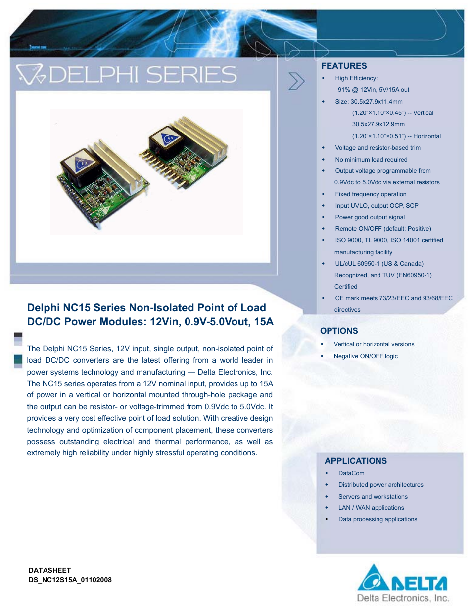 Delta Electronics NC15 Series User Manual | 14 pages