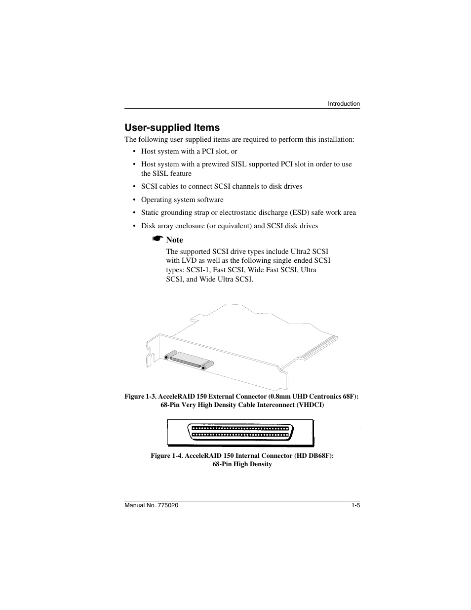 User-supplied items, User-supplied items -5 | Avago Technologies AcceleRAID 150 User Manual | Page 13 / 102