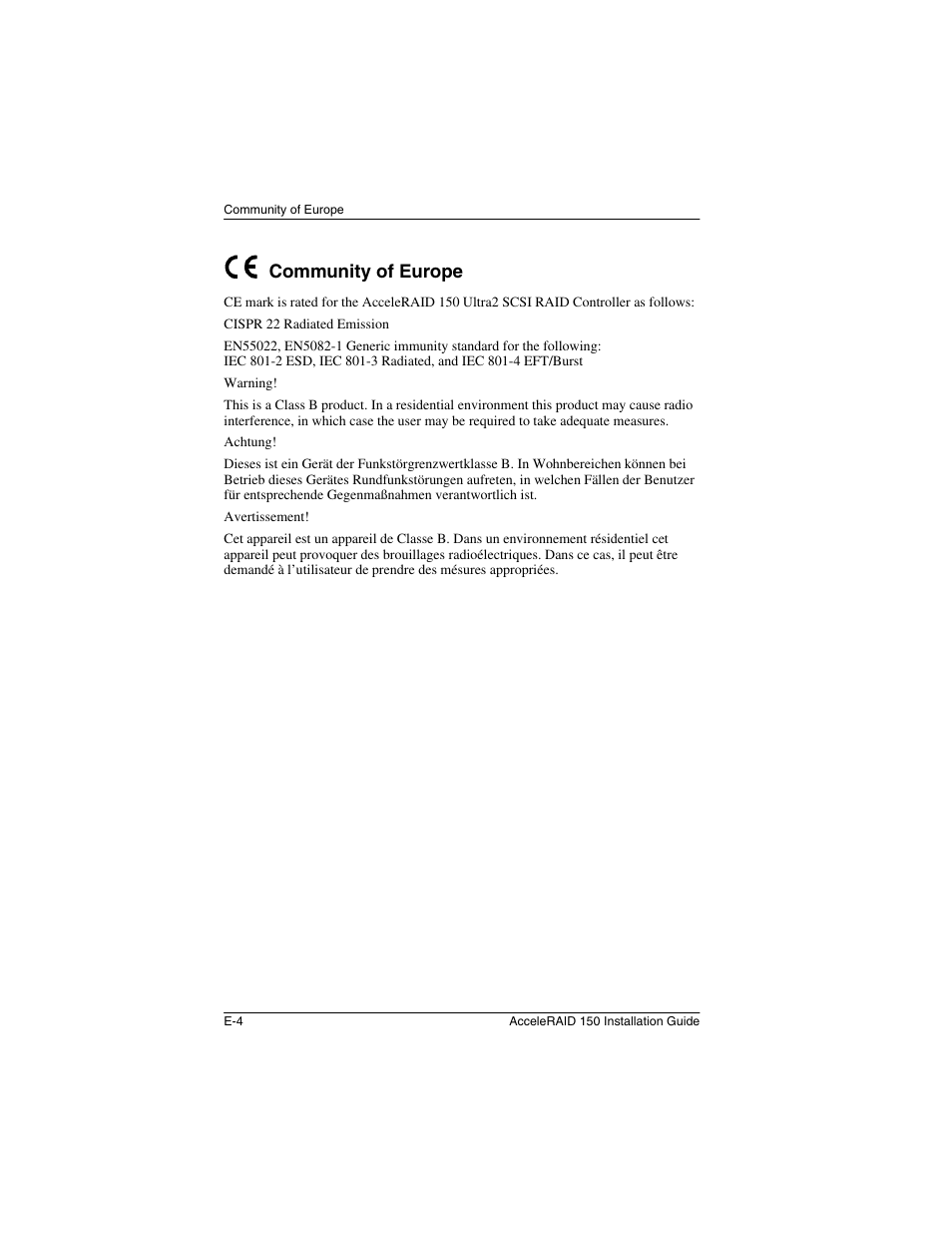 Community of europe | Avago Technologies AcceleRAID 150 User Manual | Page 68 / 102