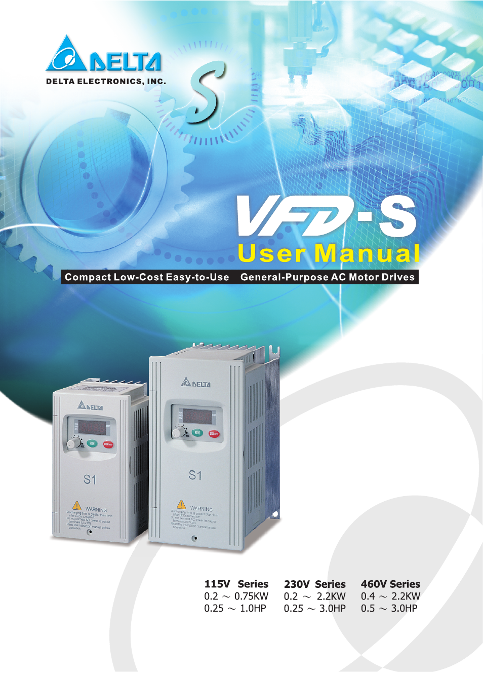 Delta Electronics AC Motor Drive VFD007S23A User Manual | 186 pages