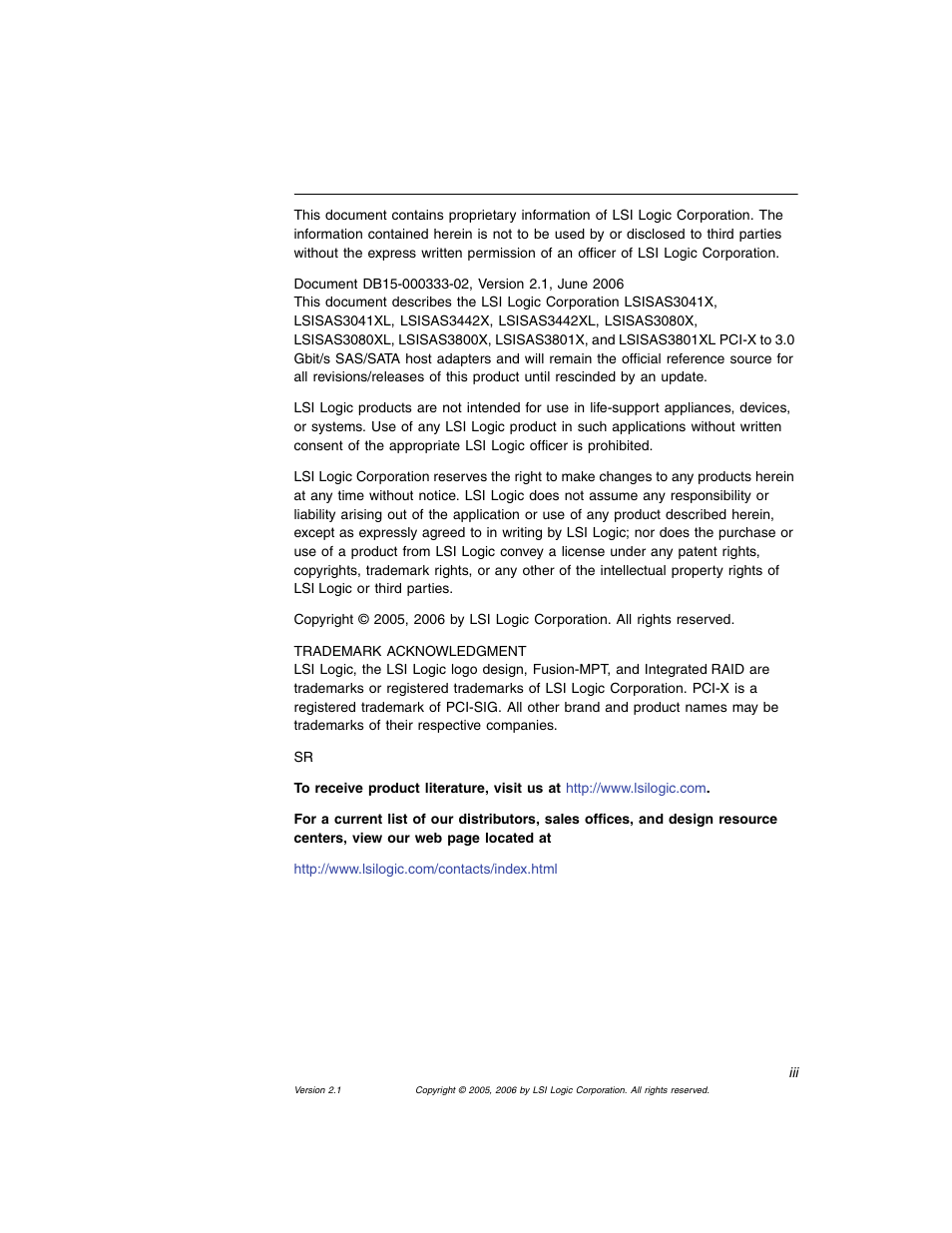 Avago Technologies LSI SAS 3041X-R User Manual | Page 3 / 40