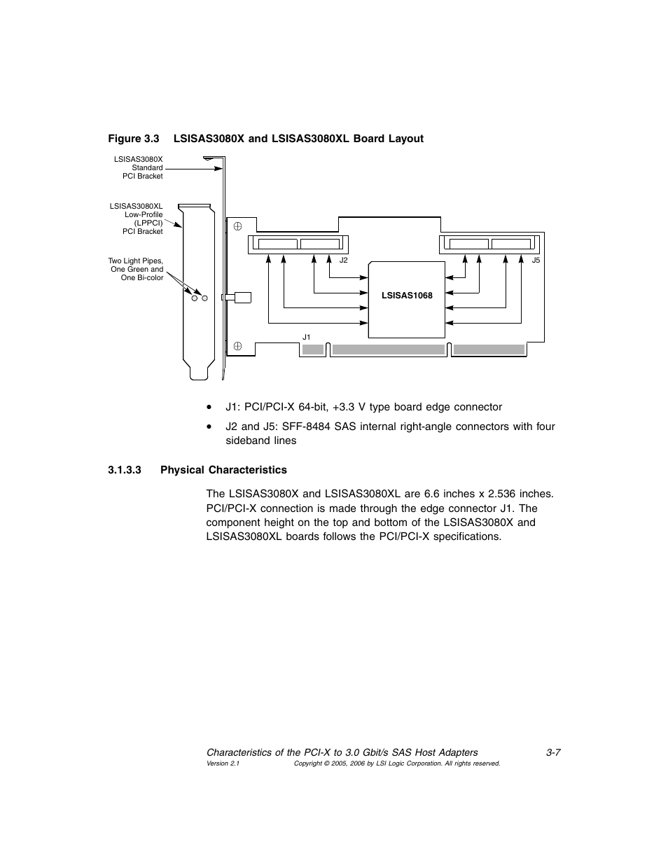 Lsisas3080x and lsisas3080xl board layout, Figure 3.3 | Avago Technologies LSI SAS 3041X-R User Manual | Page 31 / 40