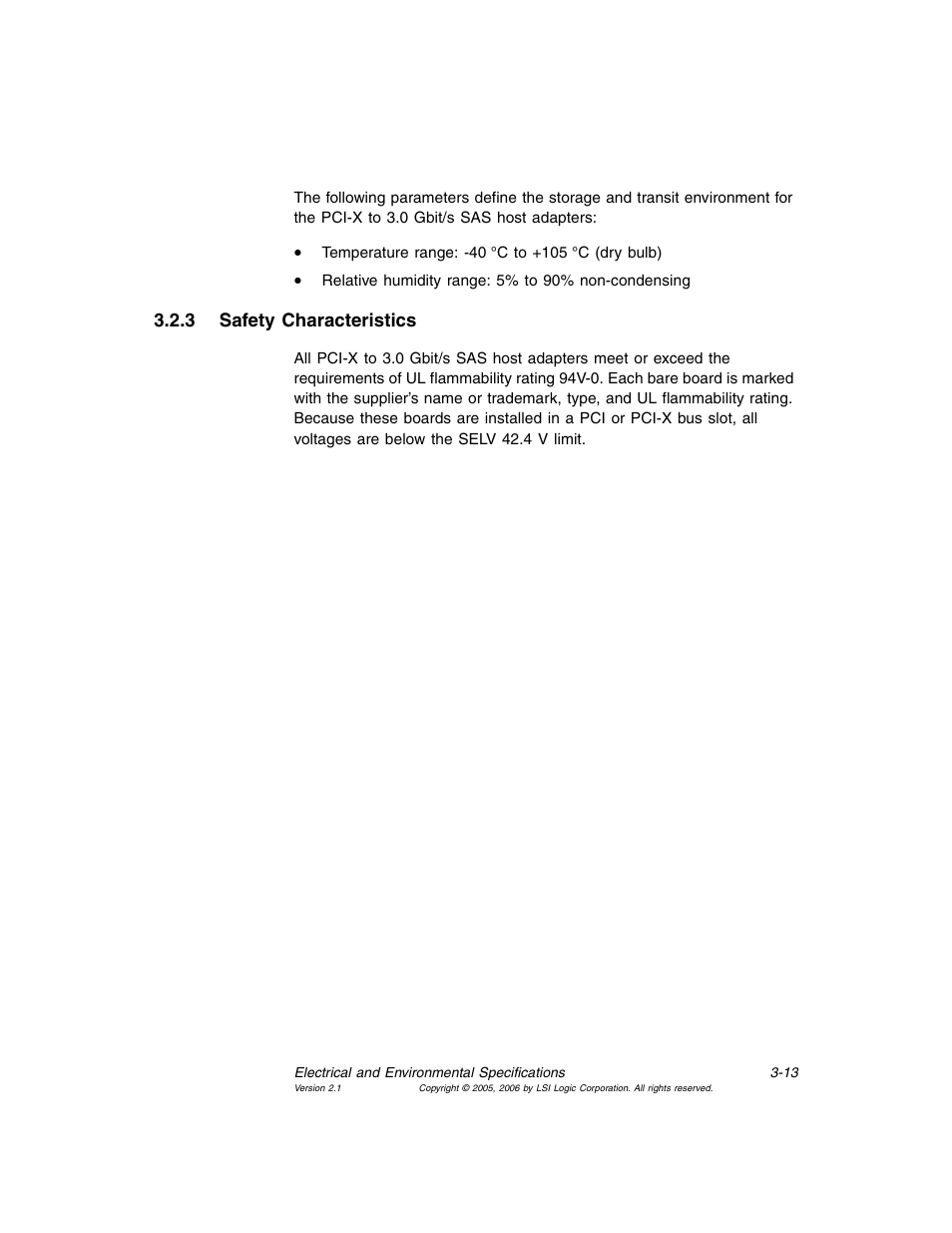 3 safety characteristics, Safety characteristics | Avago Technologies LSI SAS 3041X-R User Manual | Page 37 / 40