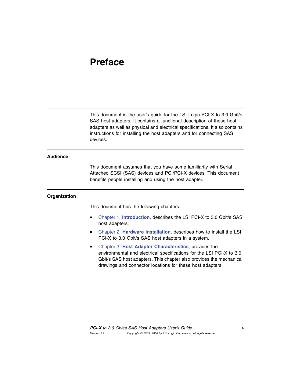 Preface | Avago Technologies LSI SAS 3041X-R User Manual | Page 5 / 40