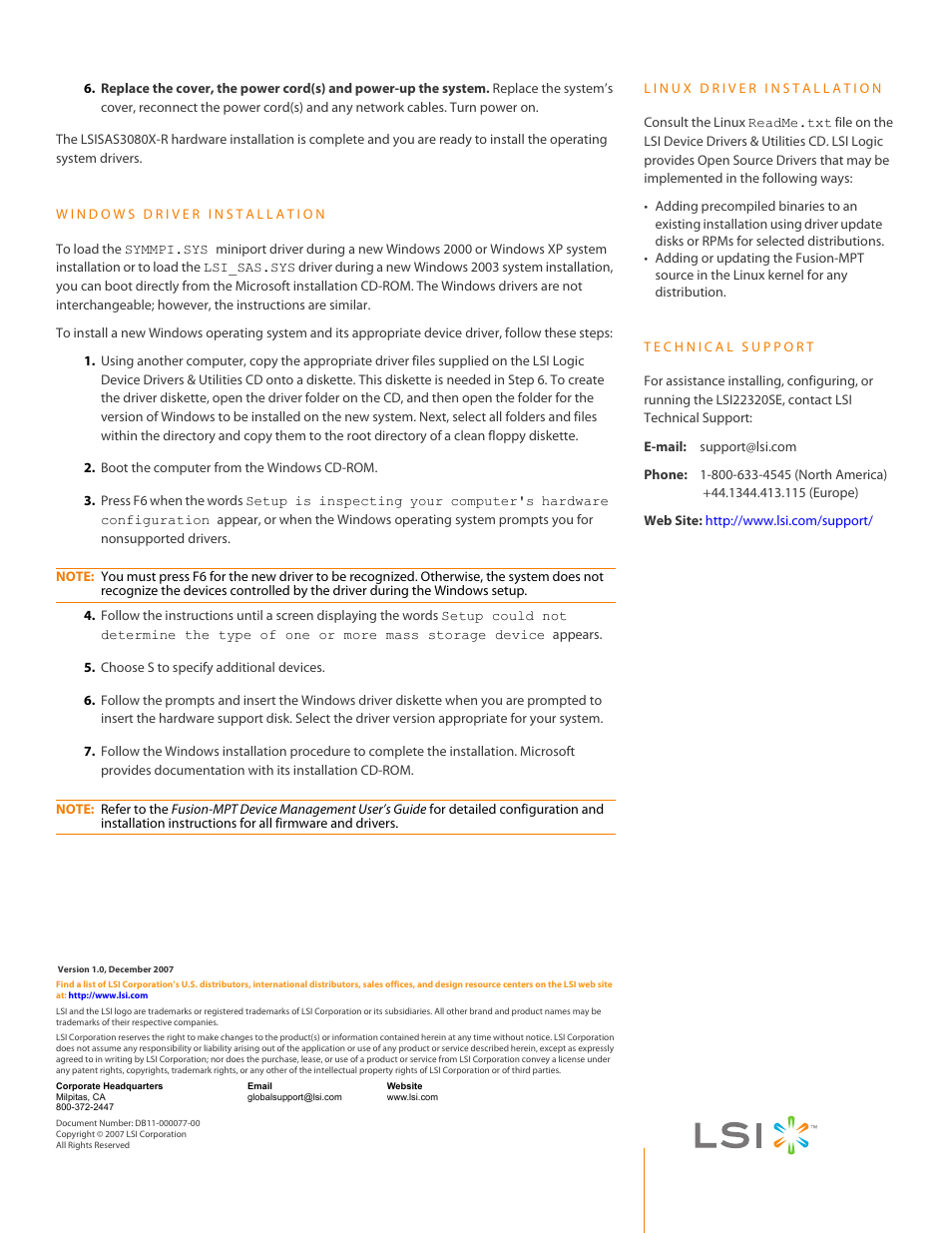 Avago Technologies LSI SAS 3080X-R User Manual | Page 2 / 2