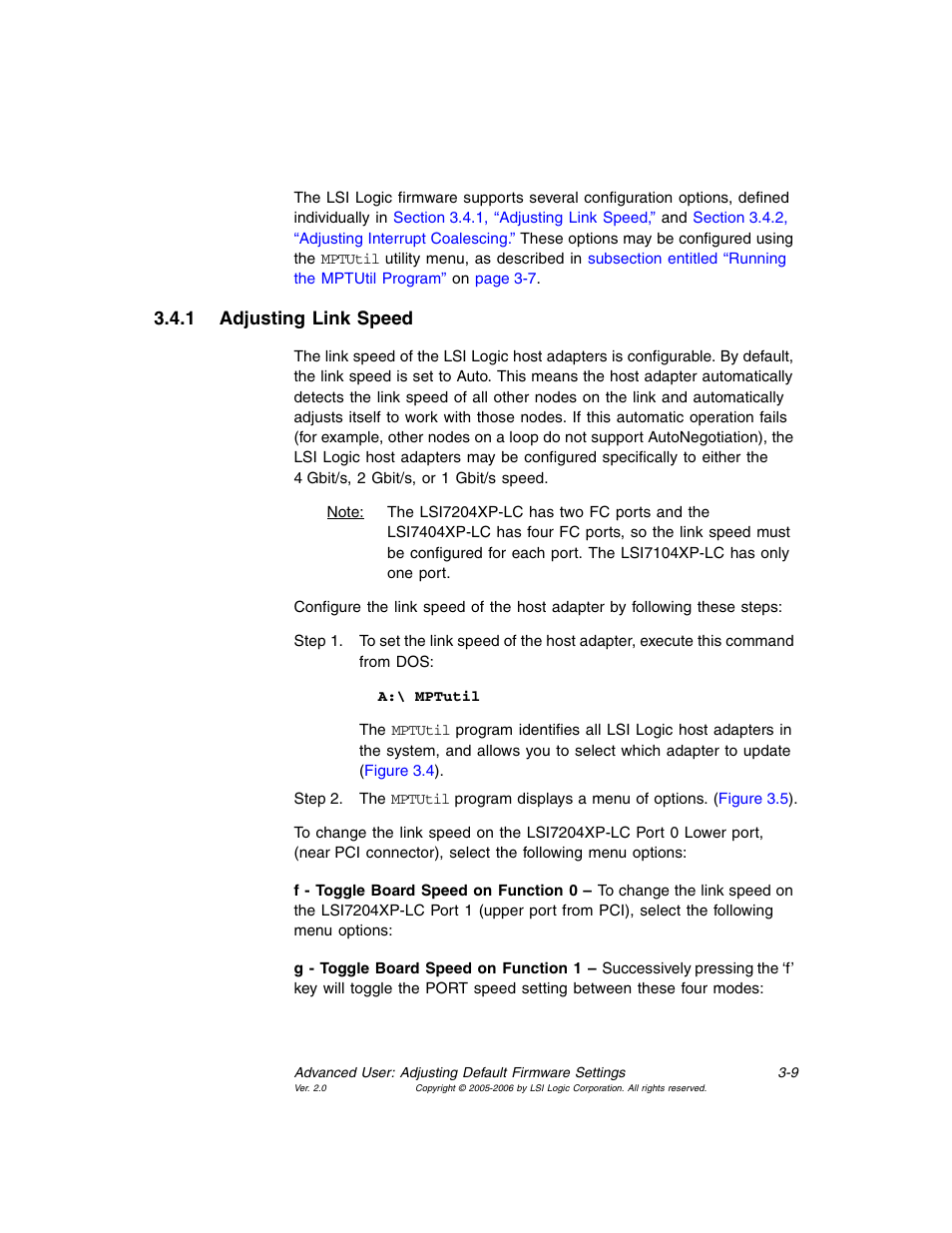 1 adjusting link speed, Adjusting link speed | Avago Technologies LSI7104EP-LC User Manual | Page 53 / 76