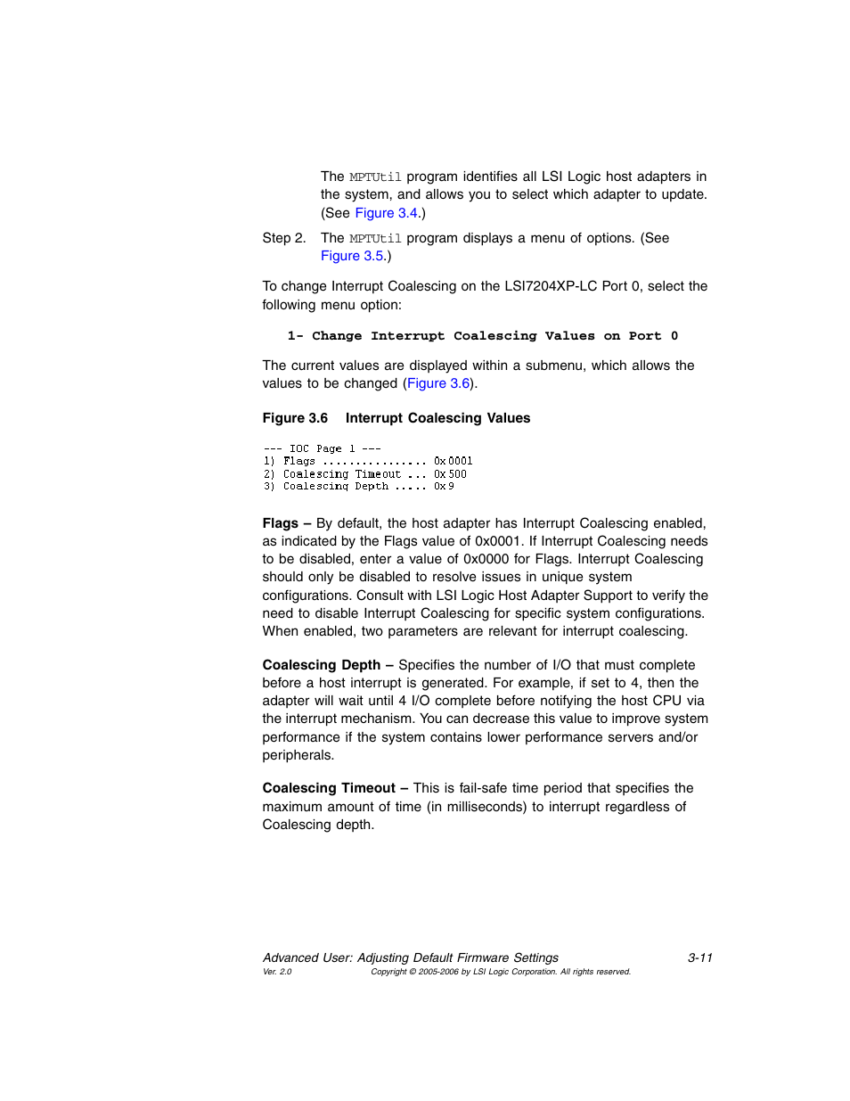 Interrupt coalescing values | Avago Technologies LSI7104EP-LC User Manual | Page 55 / 76