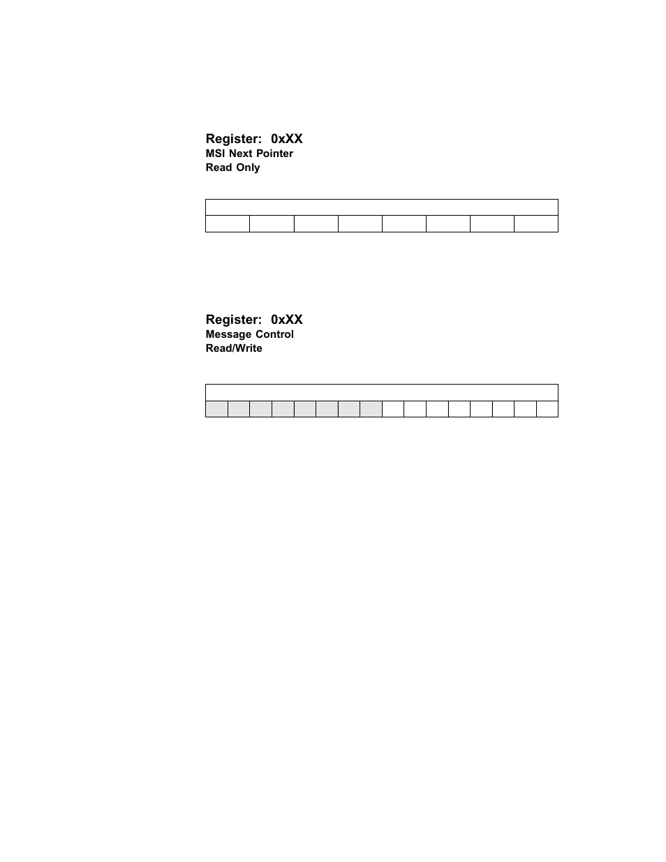 Message control, Msi next pointer, Register: 0xxx | Avago Technologies LSI53C1030 User Manual | Page 107 / 170