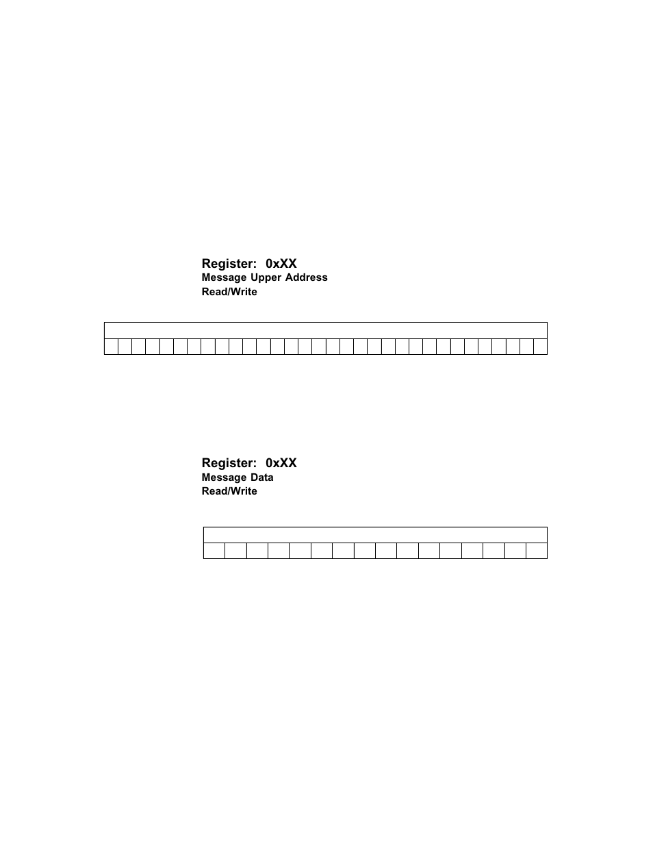 Message upper address, Message data, Register: 0xxx | Avago Technologies LSI53C1030 User Manual | Page 109 / 170
