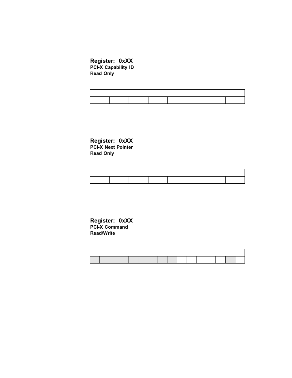 Pci-x command, Pci-x next pointer, Register: 0xxx | Avago Technologies LSI53C1030 User Manual | Page 110 / 170