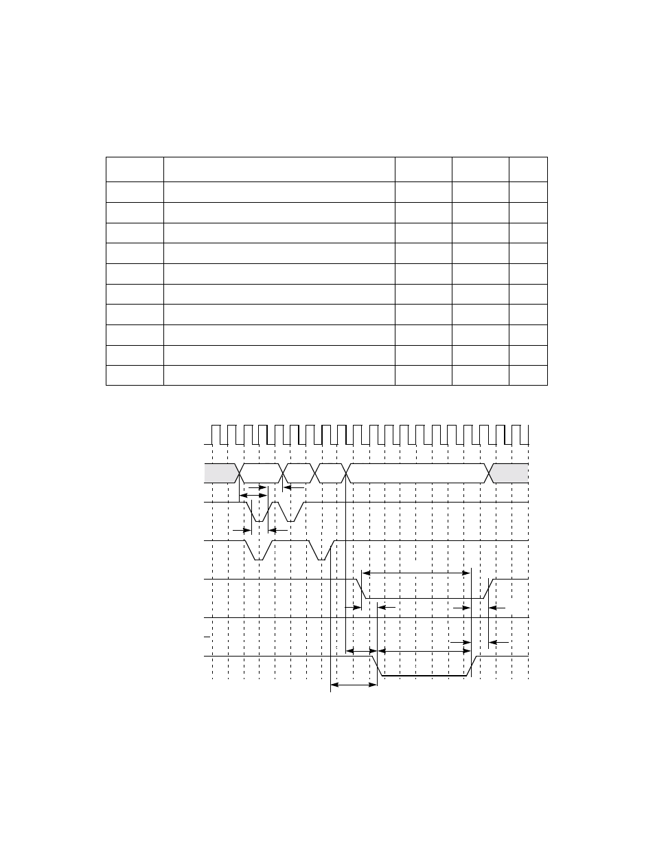 Table 6.37 slow memory (£ 128 kbytes) write cycle, Figure6.32 slow memory (£ 128 kbytes) write cycle, Slow memory | 128 kbytes) write cycle | Avago Technologies LSI53C895A User Manual | Page 313 / 364