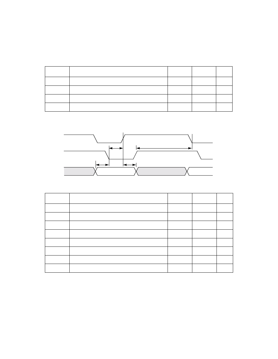 Table 6.43 target asynchronous receive, Figure6.38 target asynchronous receive, Table 6.44 scsi-1 transfers (se 5.0 mbytes) | Target asynchronous receive, Scsi-1 transfers (se 5.0 mbytes) | Avago Technologies LSI53C895A User Manual | Page 319 / 364