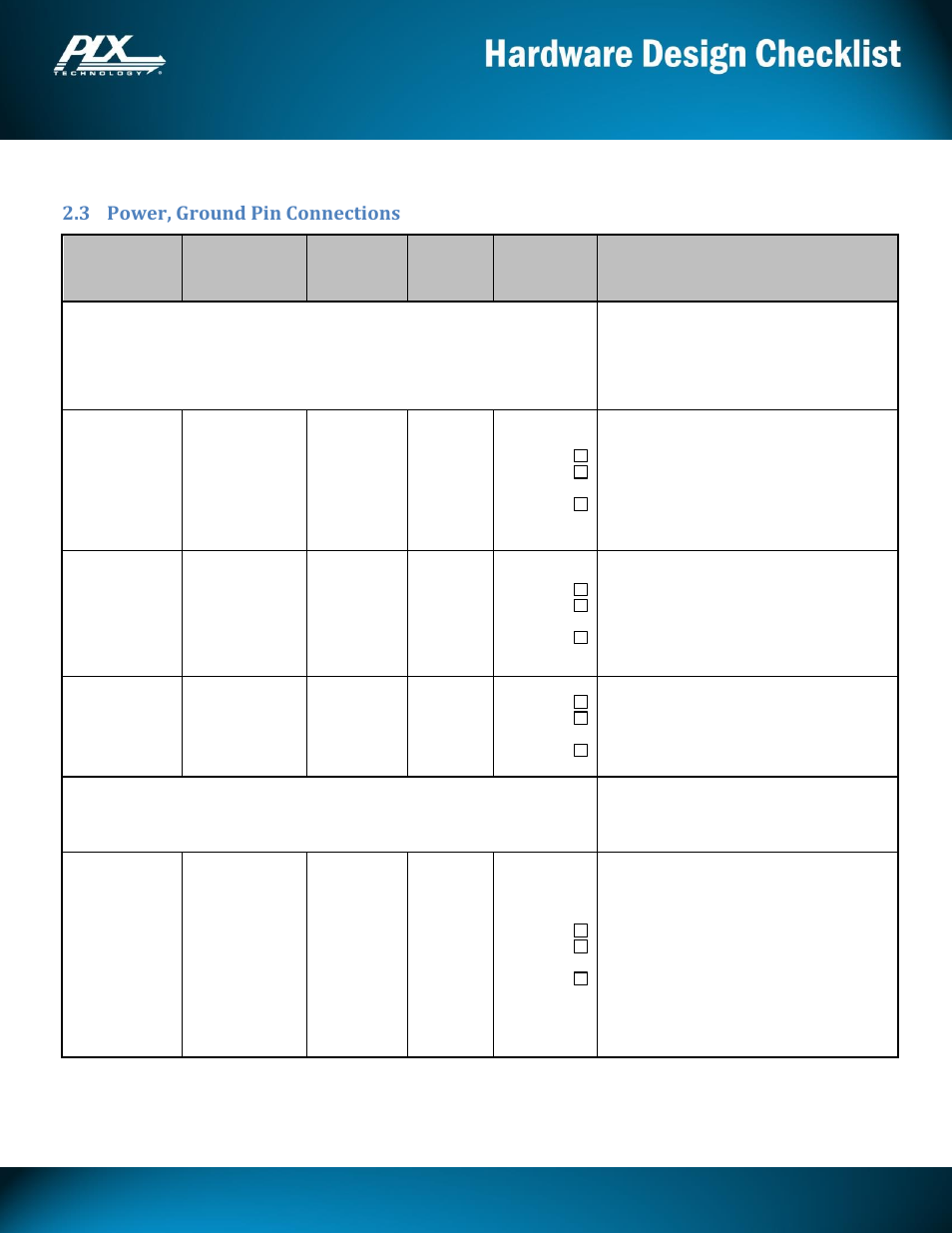 Pex8605, 3 power, ground pin connections, Core logic, serdes, and pll power pins | Avago Technologies PEX 8605 User Manual | Page 2 / 13