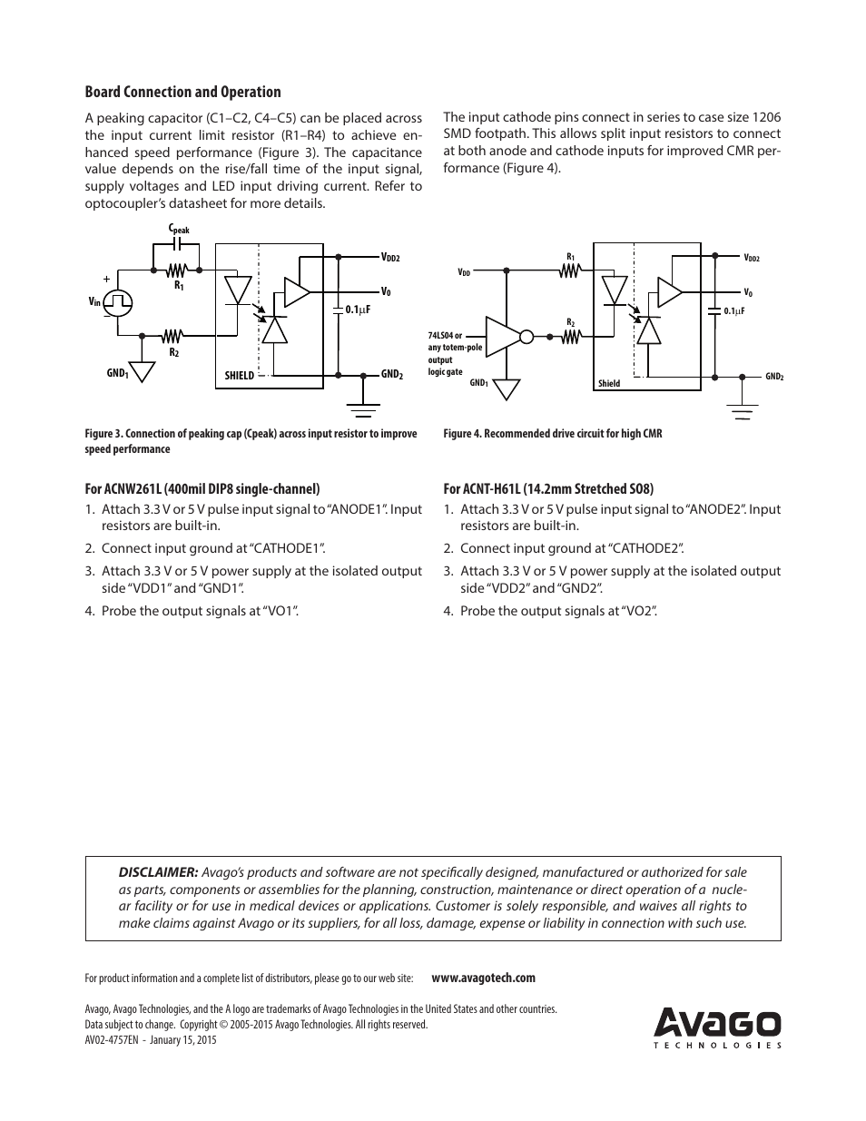 Board connection and operation | Avago Technologies ACNT-H61L-000E User Manual | Page 3 / 3