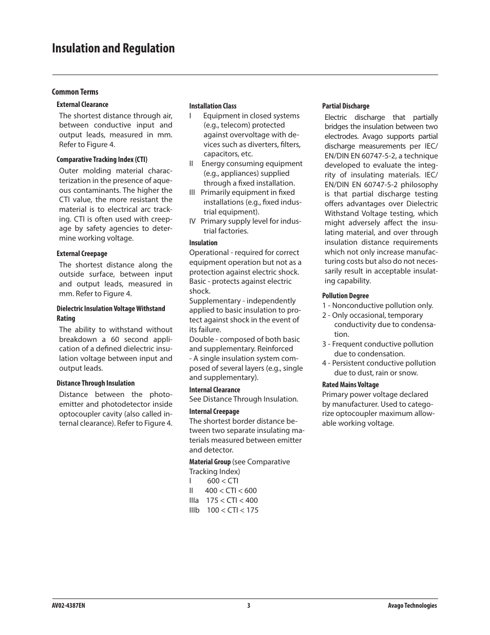 Insulation and regulation | Avago Technologies ACPL-224-500E User Manual | Page 5 / 67