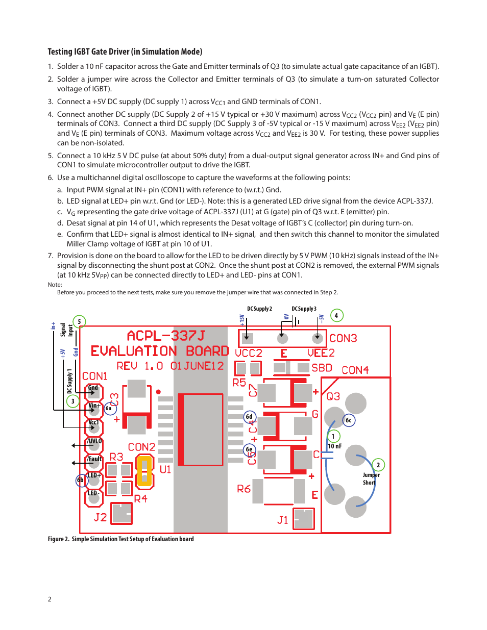 Testing igbt gate driver (in simulation mode) | Avago Technologies ACPL-336J-000E User Manual | Page 2 / 9