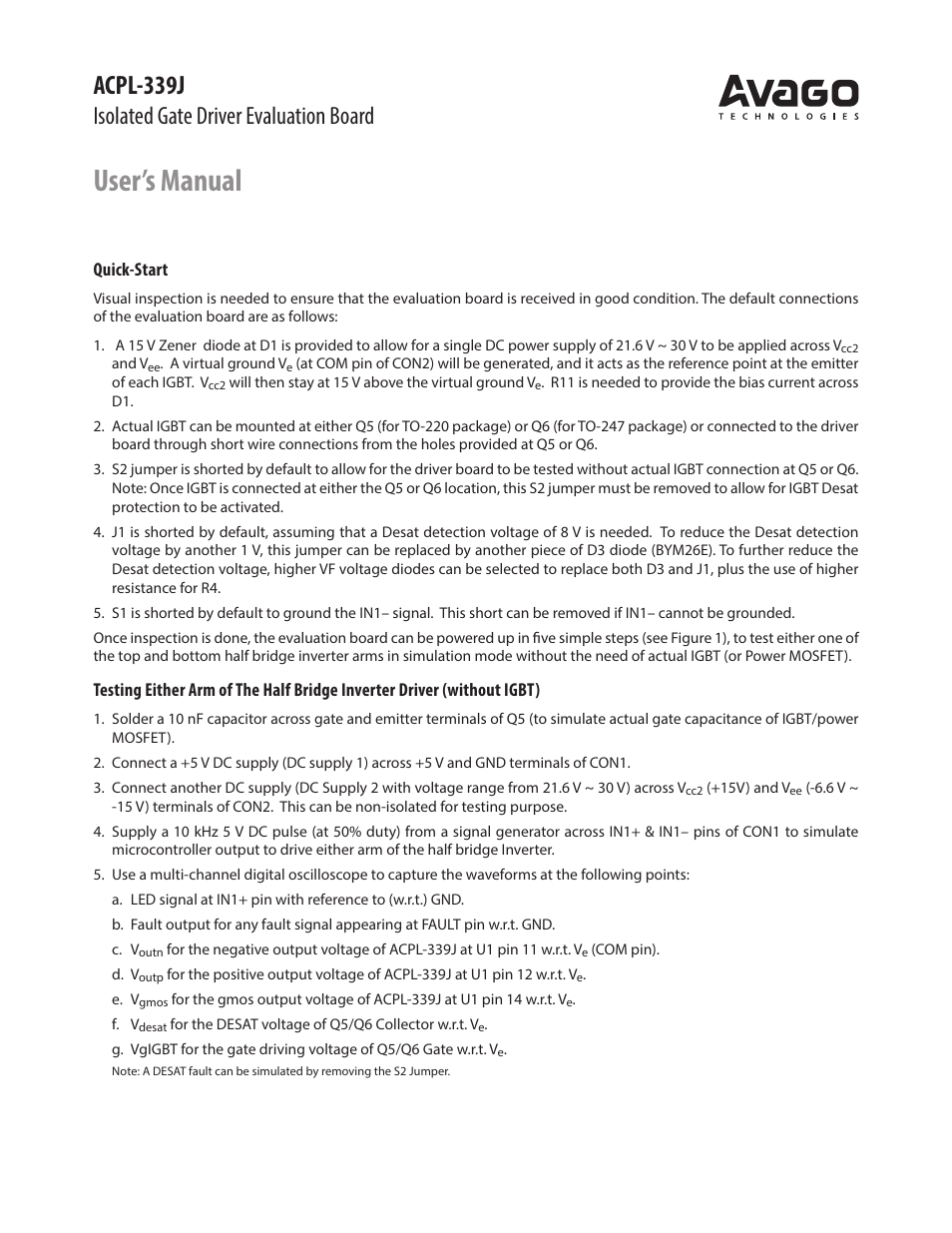 Avago Technologies ACPL-339J-000E User Manual | 9 pages