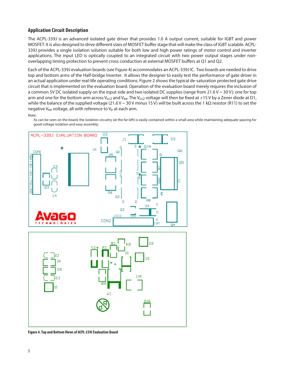 Application circuit description | Avago Technologies ACPL-339J-000E User Manual | Page 5 / 9