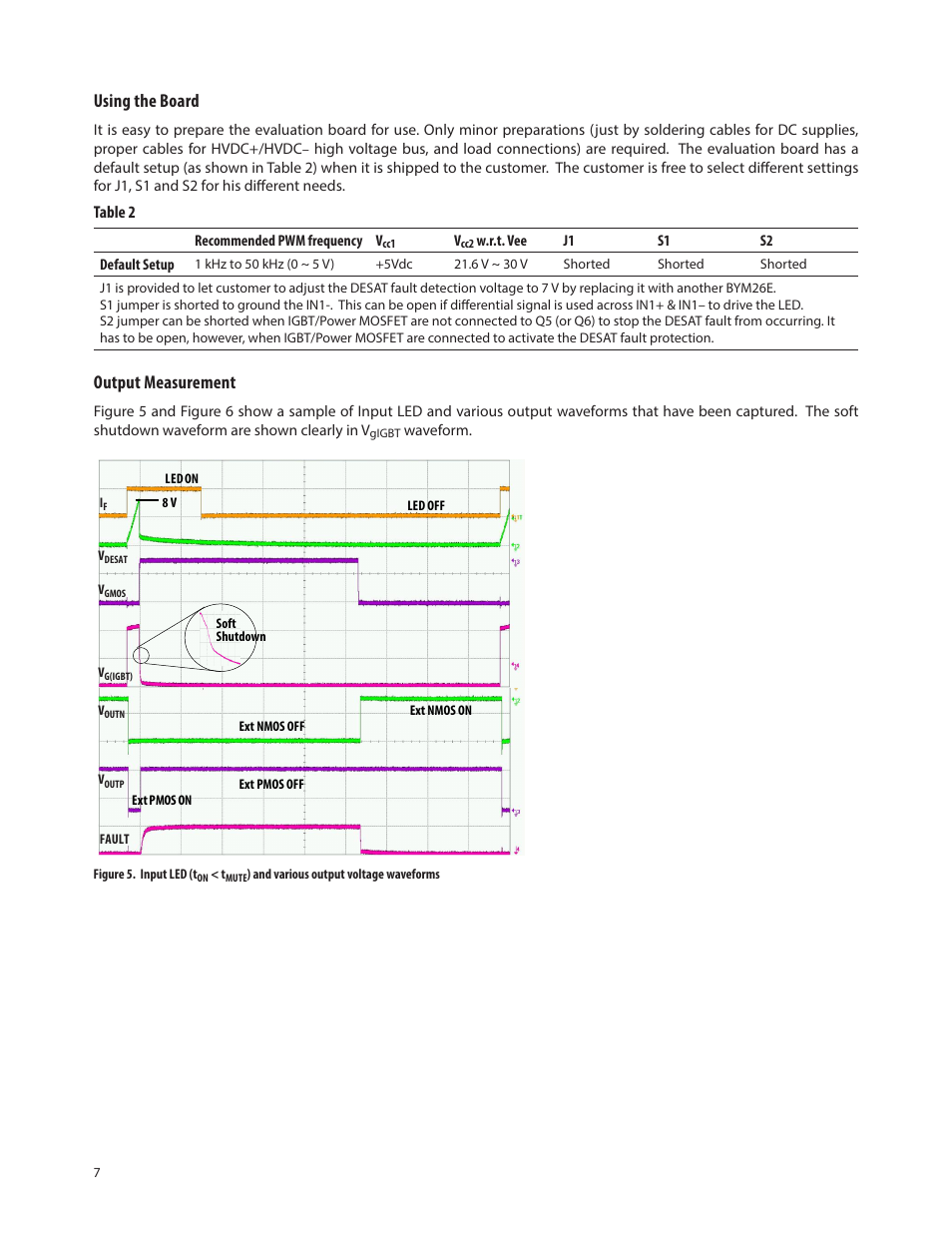 Using the board, Output measurement | Avago Technologies ACPL-339J-000E User Manual | Page 7 / 9