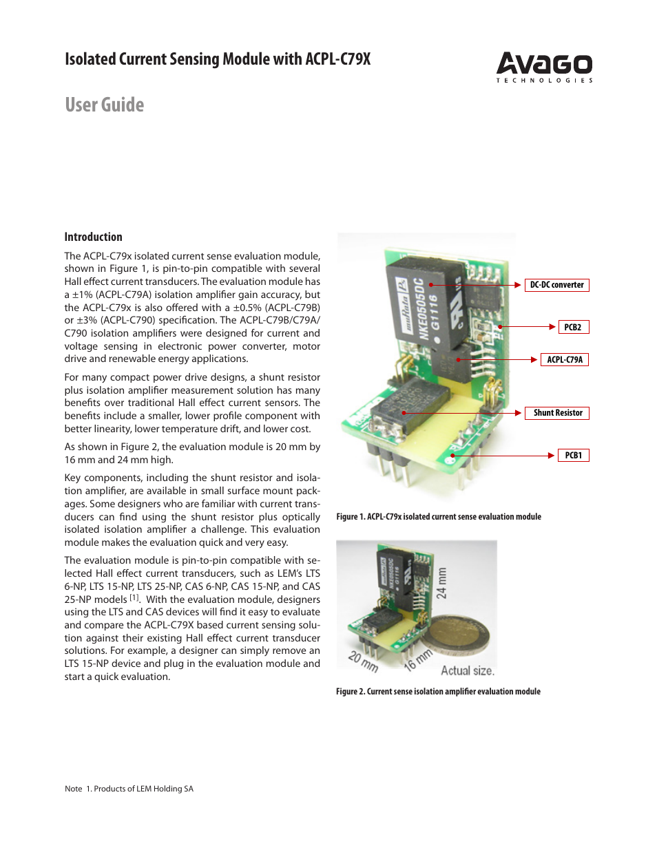 Avago Technologies ACPL-C790-000E User Manual | 2 pages