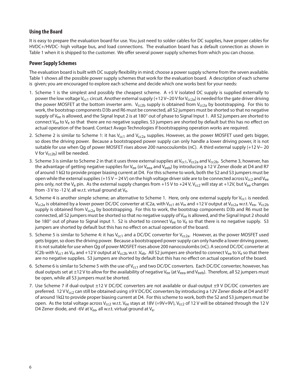 Using the board, Power supply schemes | Avago Technologies ACPL-P345-000E User Manual | Page 6 / 9