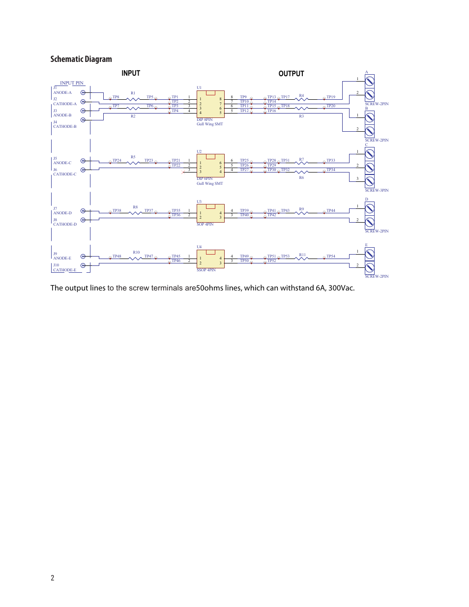 Schematic diagram, The output lines, Input output | Avago Technologies ASSR-1411-001E User Manual | Page 2 / 6