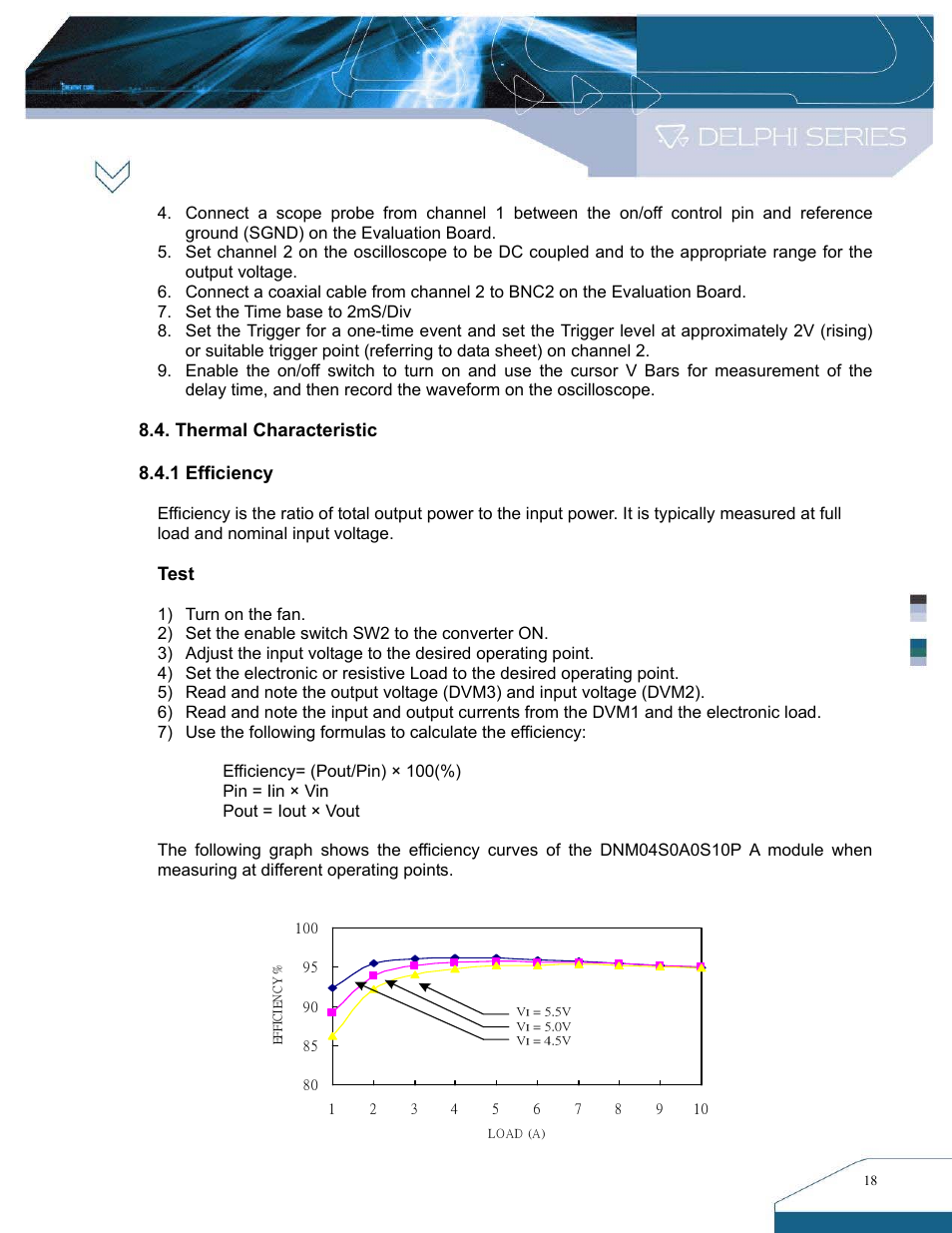 Thermal characteristic 8.4.1 efficiency, Test | Delta Electronics DNM User Manual | Page 18 / 20