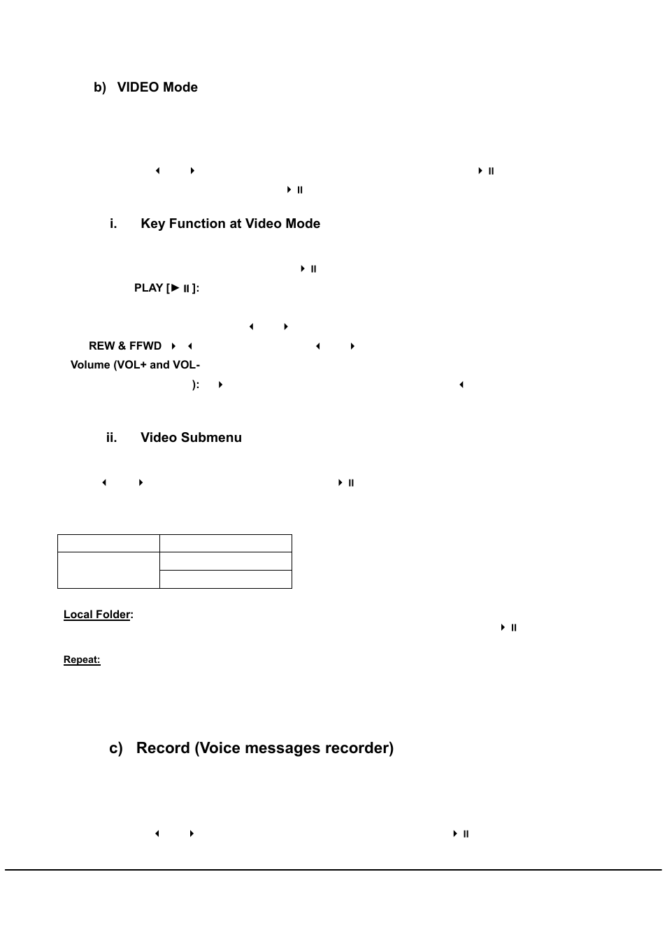 C) record (voice messages recorder) | Mpman MP239 User Manual | Page 6 / 12