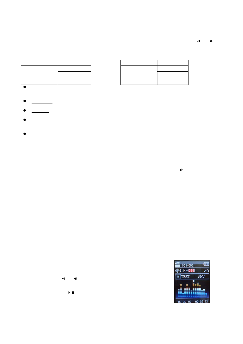 2 music submenu, 3 a-b repeat function, 4 lyric display | 2 amv mode | Mpman MP135AI User Manual | Page 6 / 16