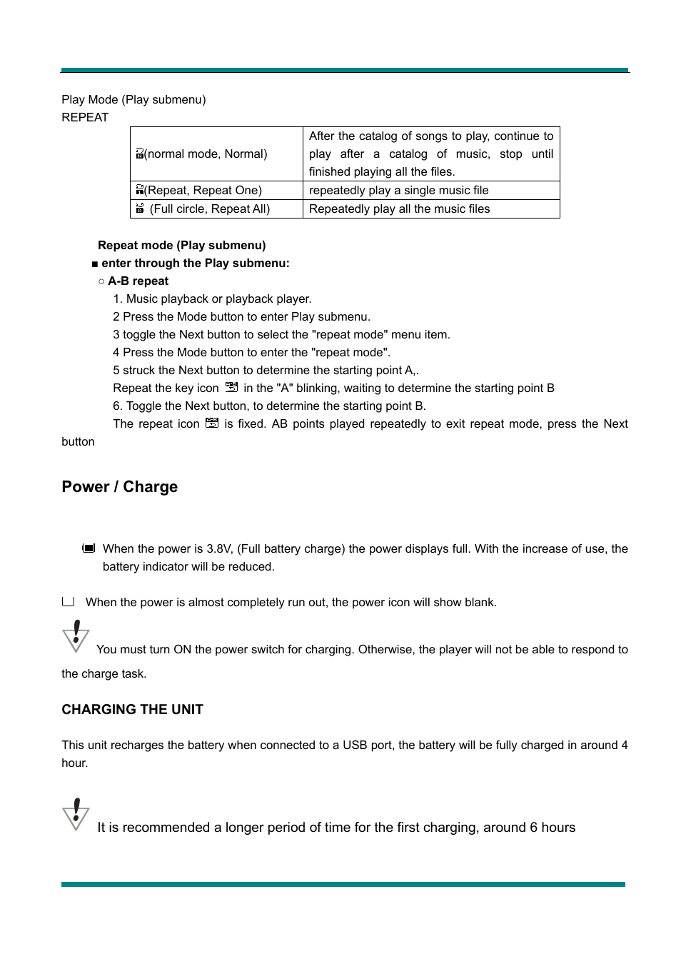 Power / charge | Mpman FIESTA² User Manual | Page 7 / 9