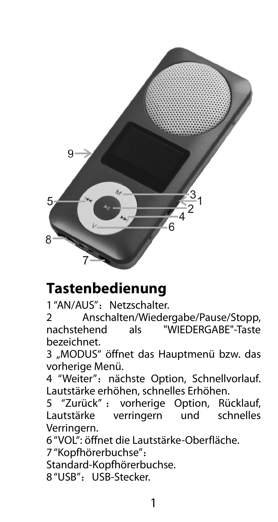 Fiesta2wom de, Tastenbedienung | Mpman FIESTA² WOM User Manual | Page 11 / 59