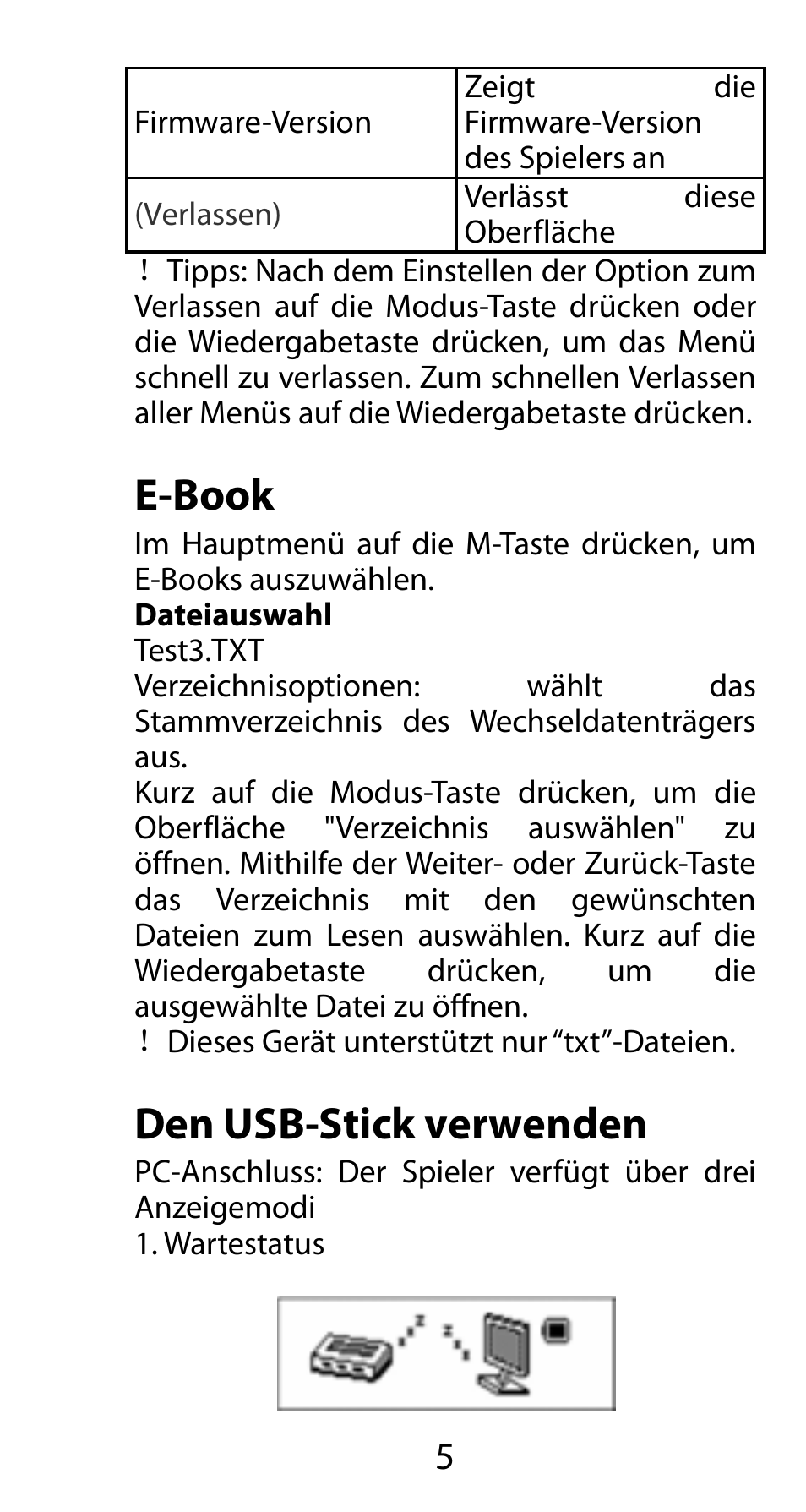 E-book, Den usb-stick verwenden | Mpman FIESTA² WOM User Manual | Page 15 / 59