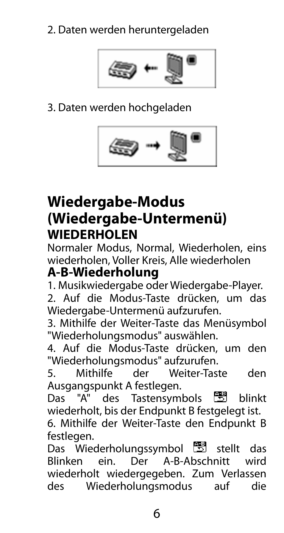 Wiedergabe-modus (wiedergabe-untermenü), Wiederholen, A-b-wiederholung | Mpman FIESTA² WOM User Manual | Page 16 / 59