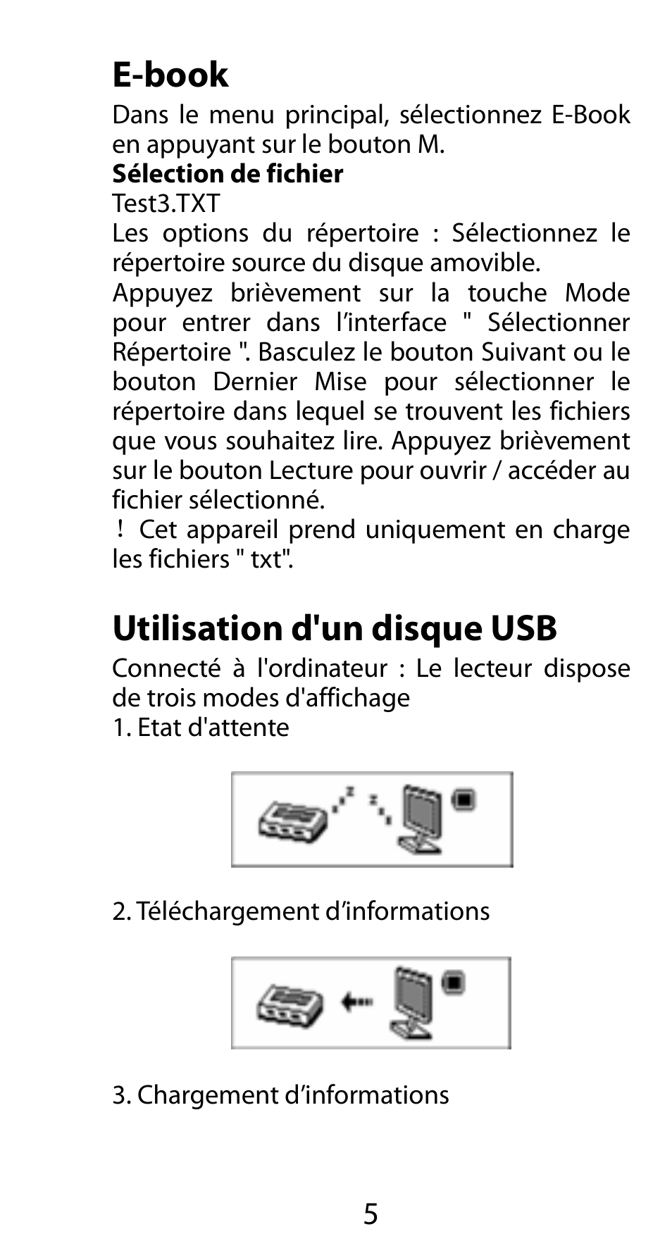 E-book, Utilisation d'un disque usb | Mpman FIESTA² WOM User Manual | Page 25 / 59