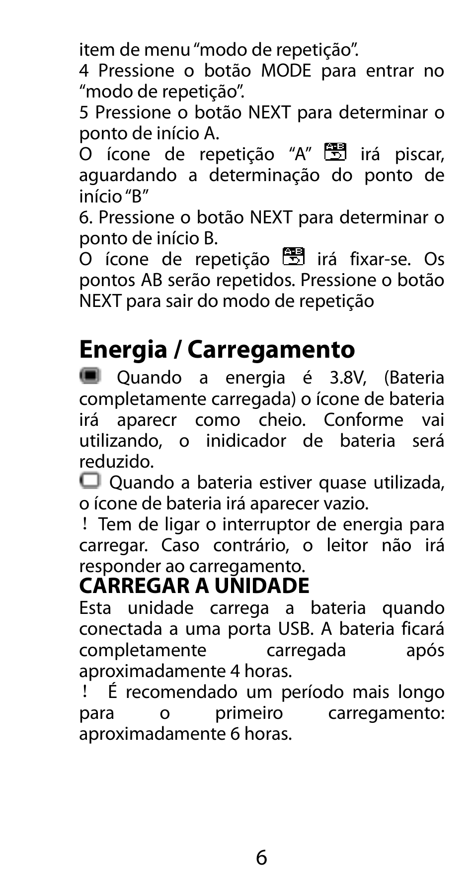 Energia / carregamento, Carregar a unidade | Mpman FIESTA² WOM User Manual | Page 56 / 59