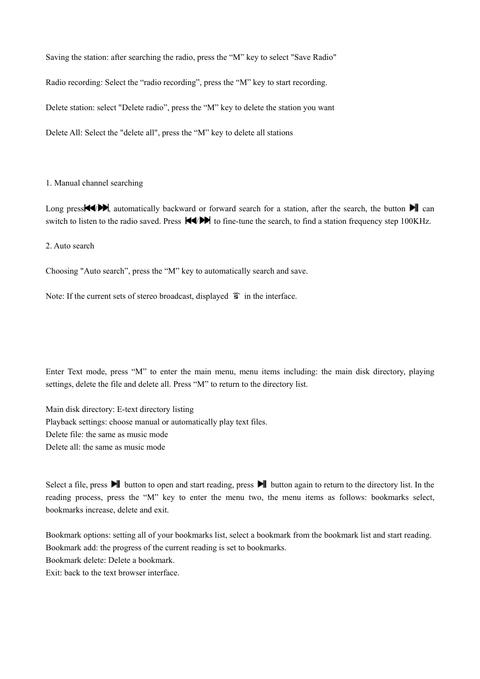 6 system setting, Text reading | Mpman MPUB555 User Manual | Page 5 / 9