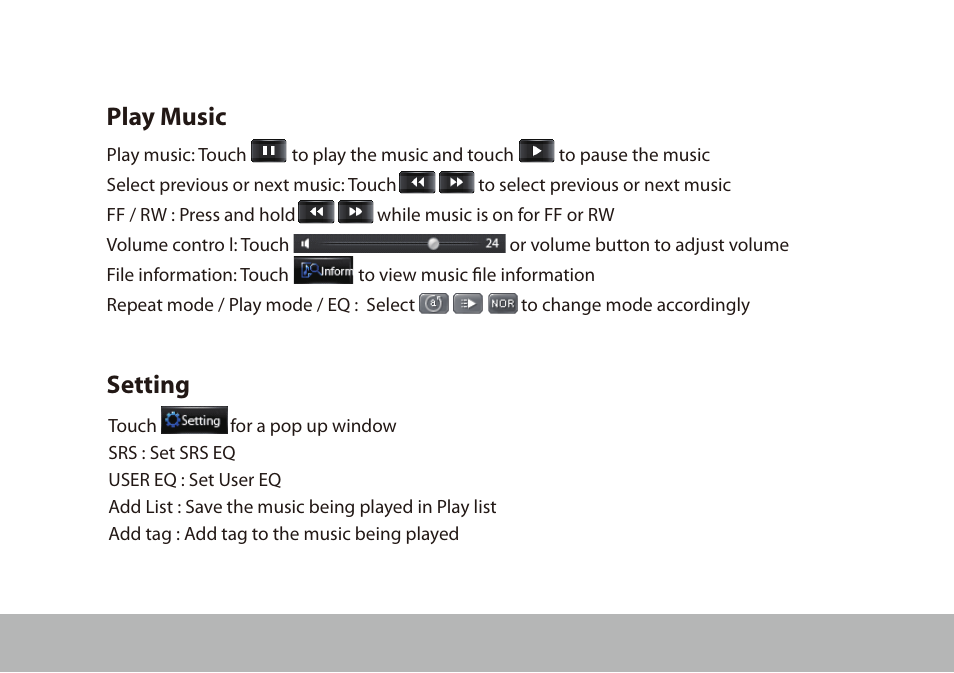 Play music, Setting | Mpman BT28 User Manual | Page 11 / 22